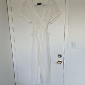 Lulu's Elegant White Wrap Dress